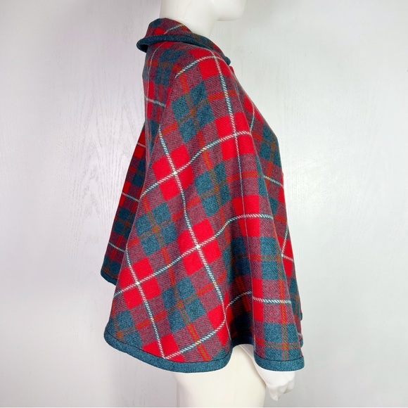 VINTAGE Bobby Brooks button up tartan plaid cape coat - Picture 4 of 10
